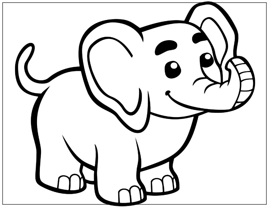 para colorear elefante trompita