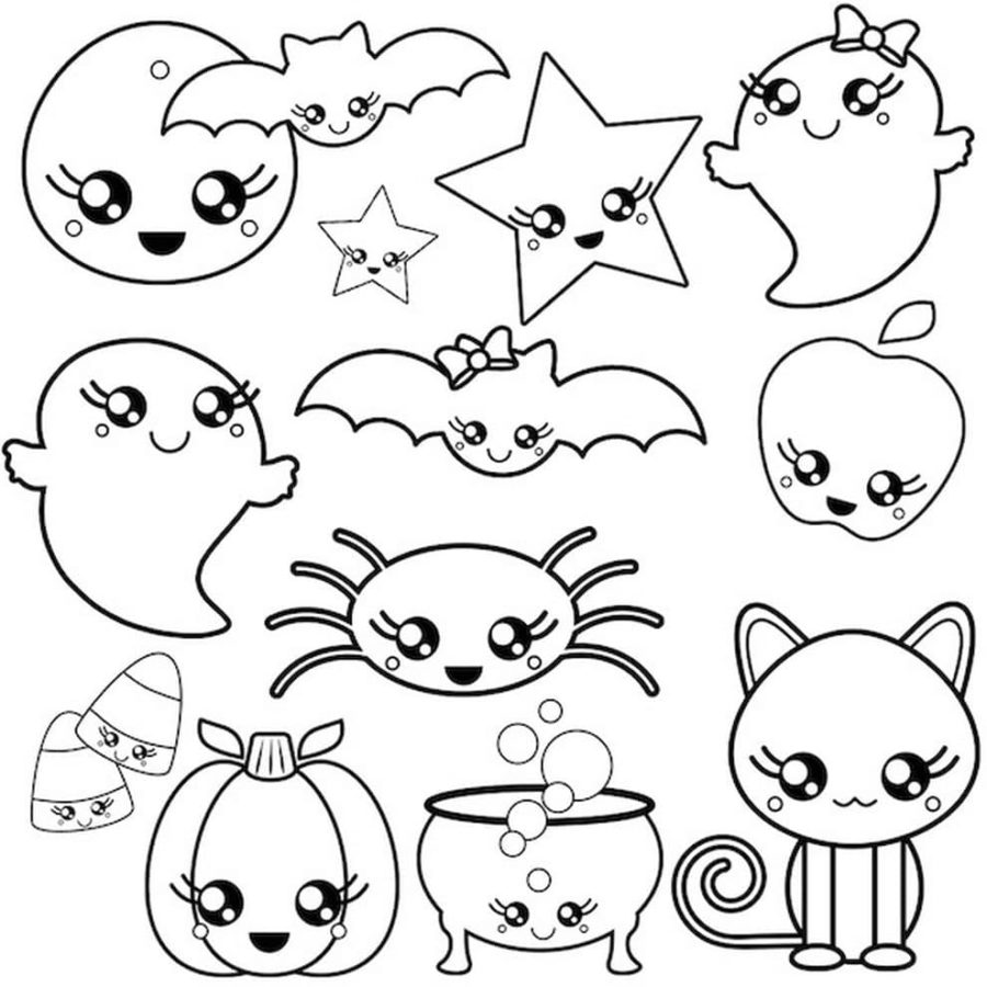 Dibujos de Kawaii Halloween para Colorear