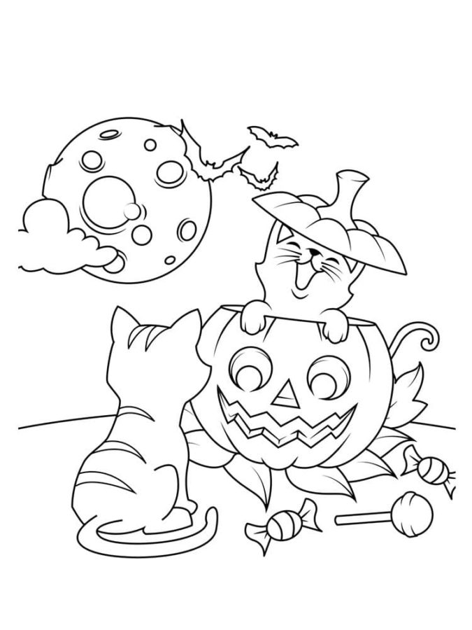 Dibujos de Kawaii Halloween para Colorear