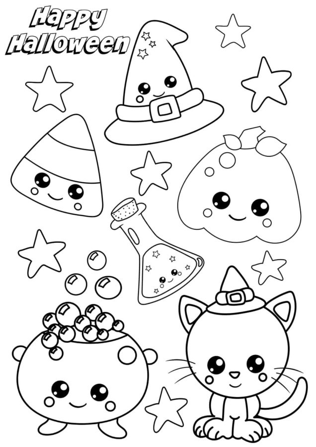 Dibujos de Kawaii Halloween para Colorear