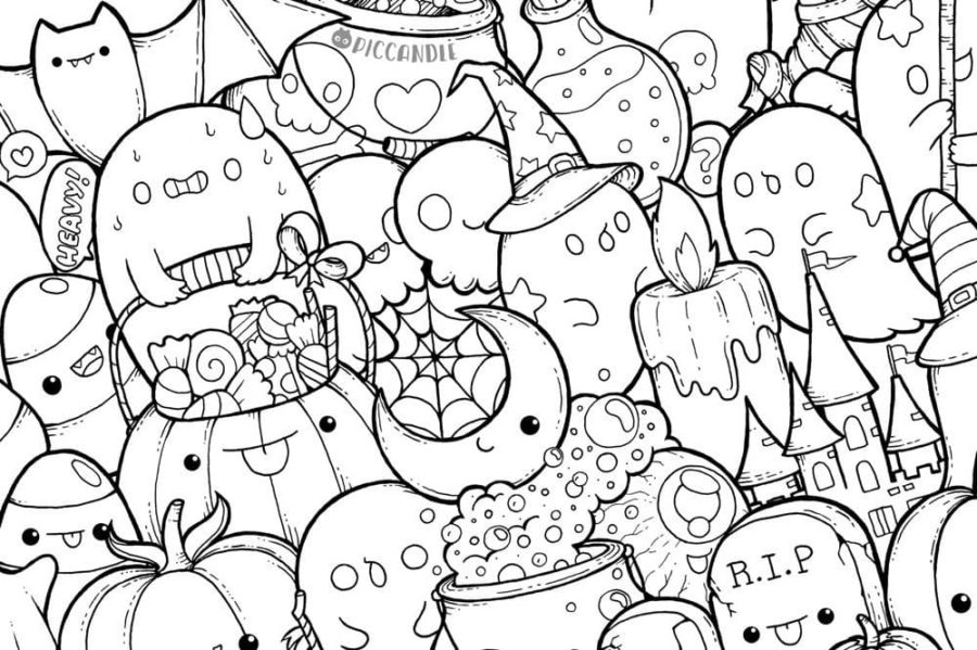 Dibujos de Kawaii Halloween para Colorear