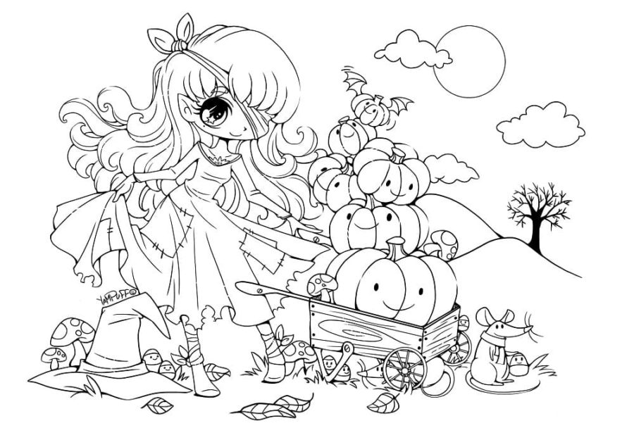 Dibujos de Kawaii Halloween para Colorear