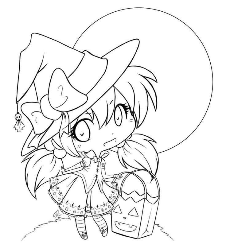 Dibujos de Kawaii Halloween para Colorear