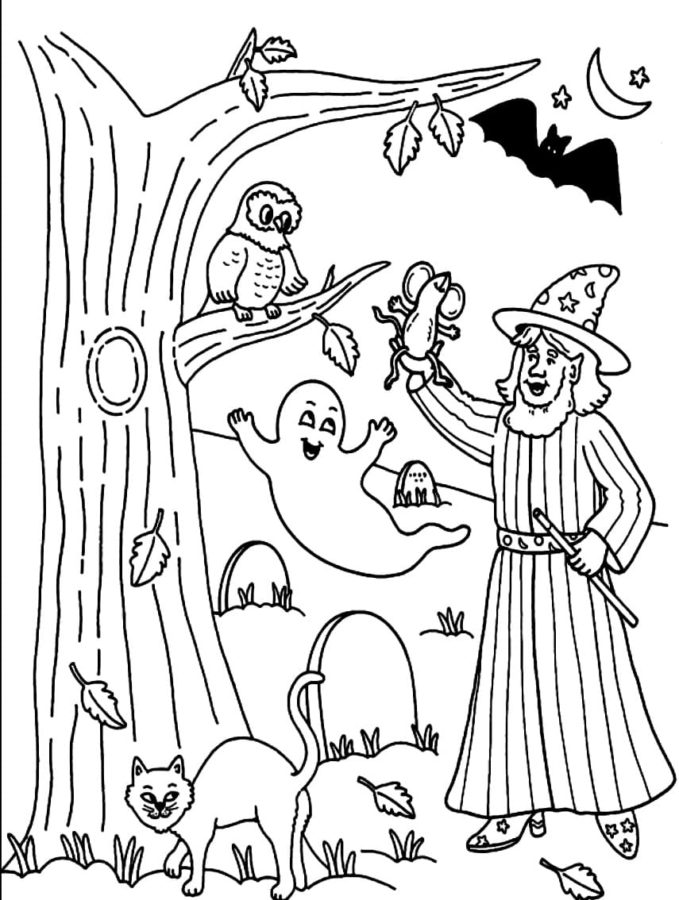 Dibujos de Gato en Halloween para Colorear