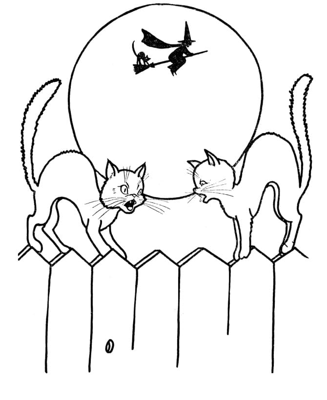 Dibujos de Gato en Halloween para Colorear