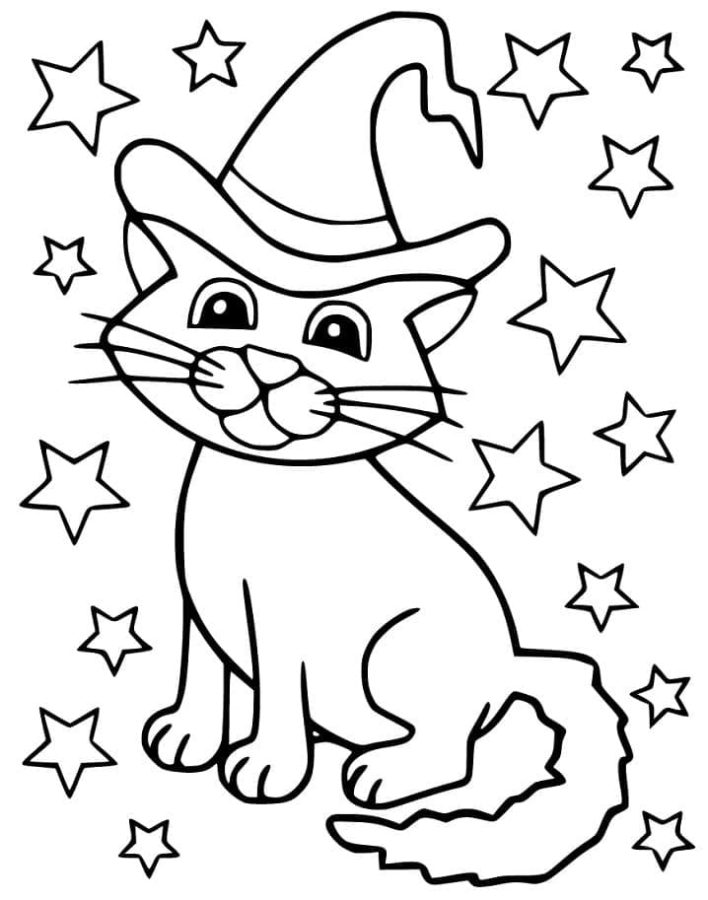 Dibujos de Gato en Halloween para Colorear