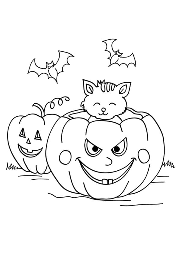 Dibujos de Gato en Halloween para Colorear