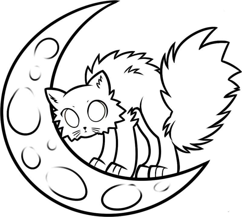 Dibujos de Gato en Halloween para Colorear