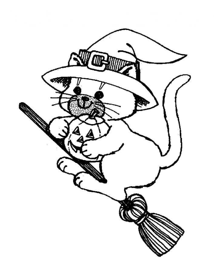 Dibujos de Gato en Halloween para Colorear
