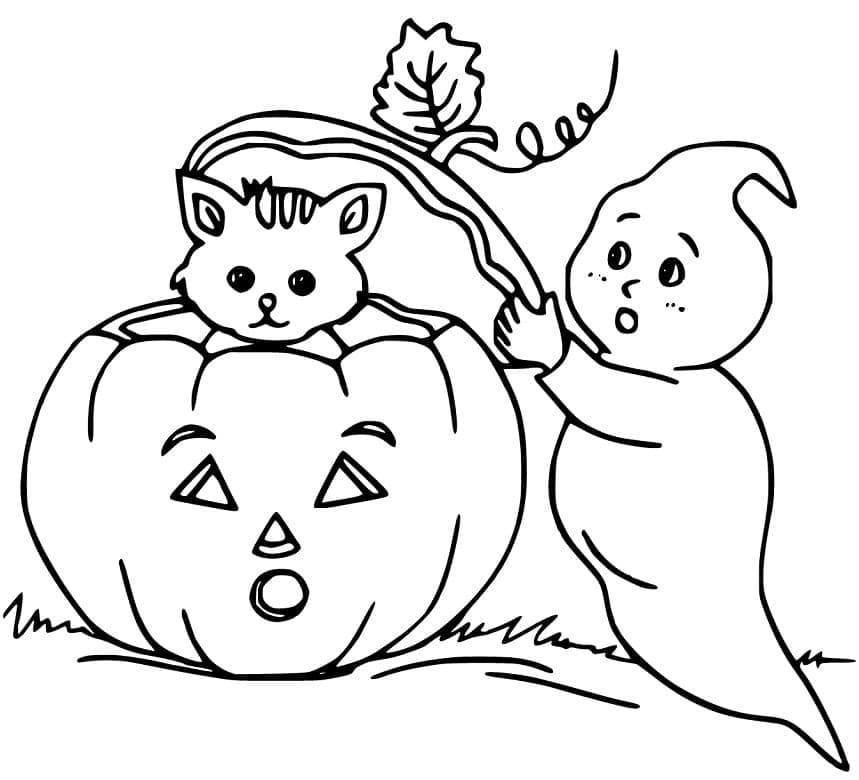 Dibujos de Gato en Halloween para Colorear