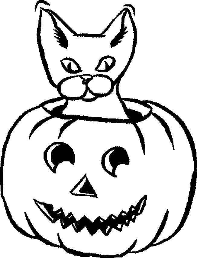 Dibujos de Gato en Halloween para Colorear