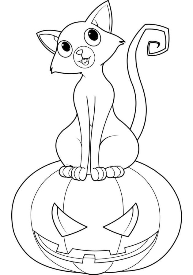 Dibujos de Gato en Halloween para Colorear