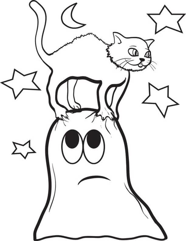 Dibujos de Gato en Halloween para Colorear
