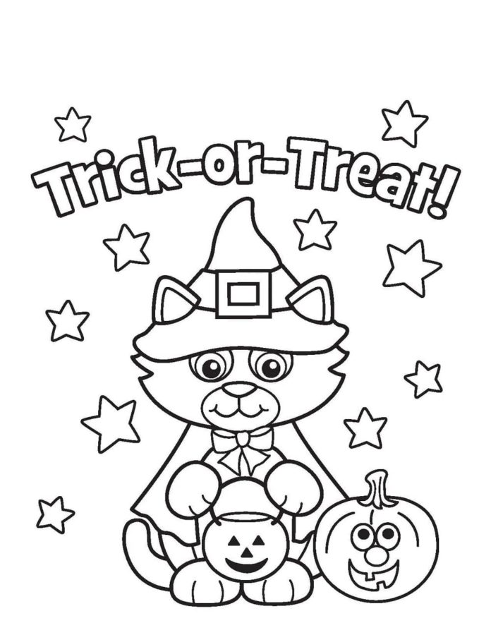 Dibujos de Gato en Halloween para Colorear