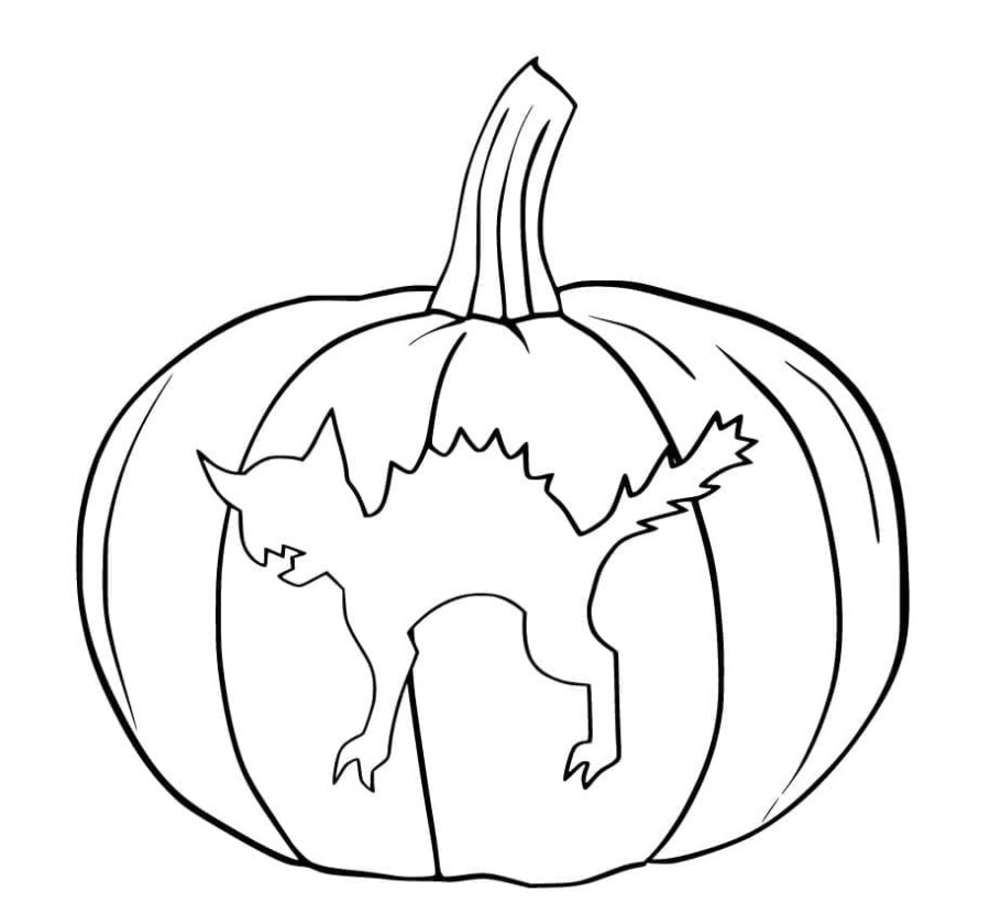 Dibujos de Gato en Halloween para Colorear