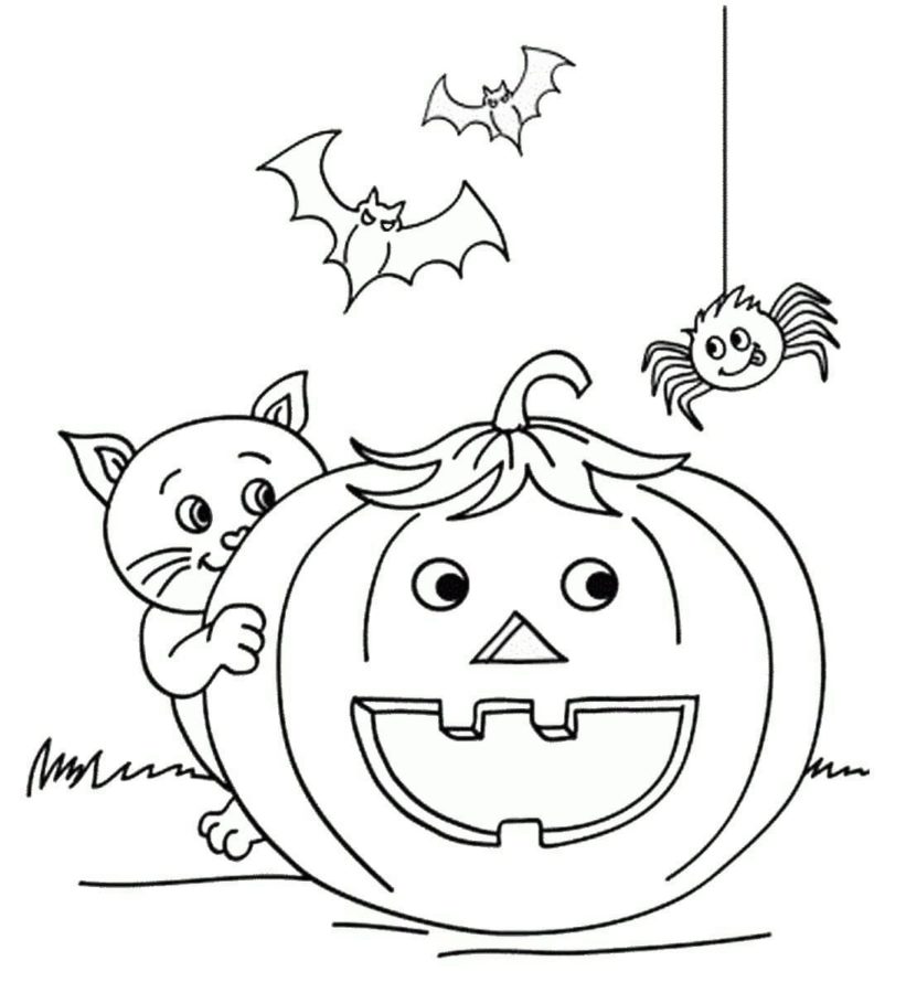 Dibujos de Gato en Halloween para Colorear