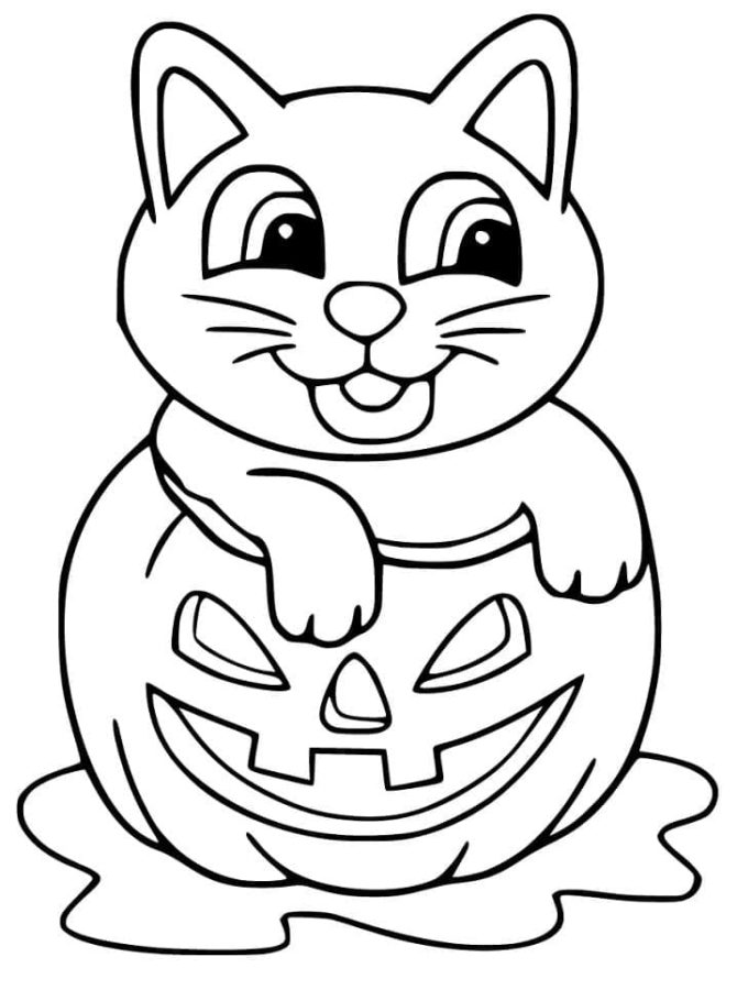 Dibujos de Gato en Halloween para Colorear
