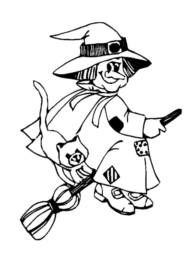 Dibujos de Gato en Halloween para Colorear