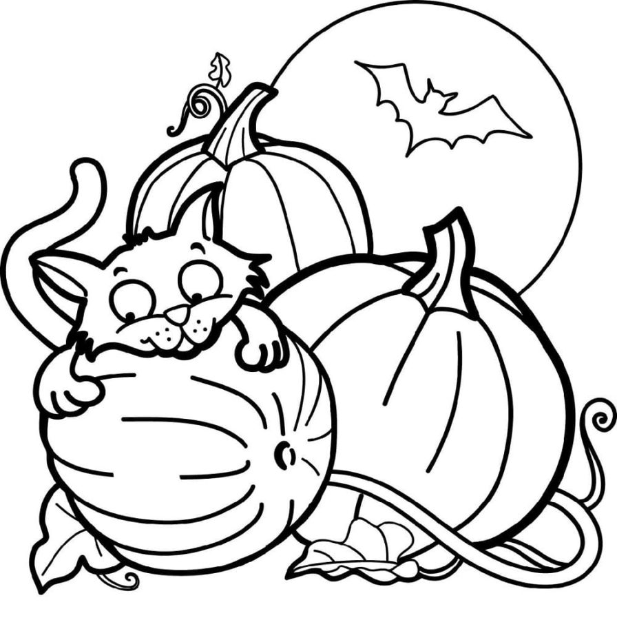 Dibujos de Gato en Halloween para Colorear