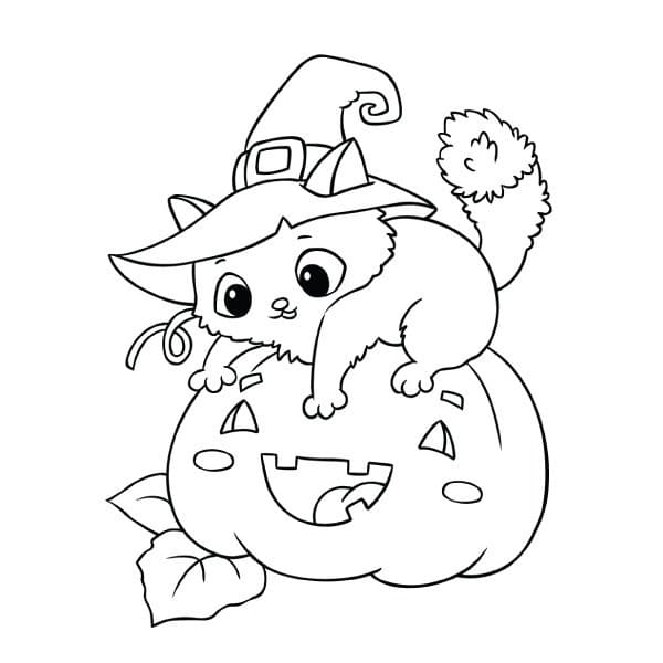 Dibujos de Gato en Halloween para Colorear