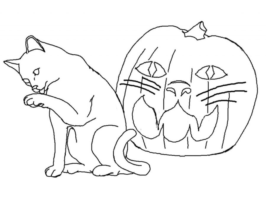Dibujos de Gato en Halloween para Colorear