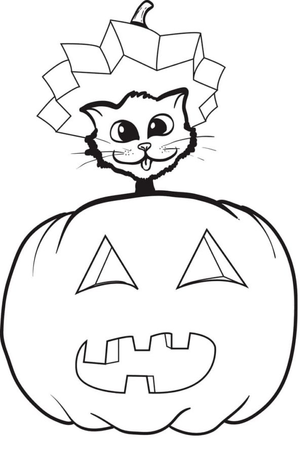 Dibujos de Gato en Halloween para Colorear