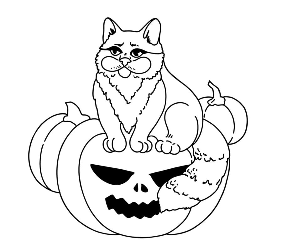Dibujos de Gato en Halloween para Colorear