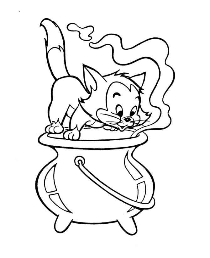 Dibujos de Gato en Halloween para Colorear