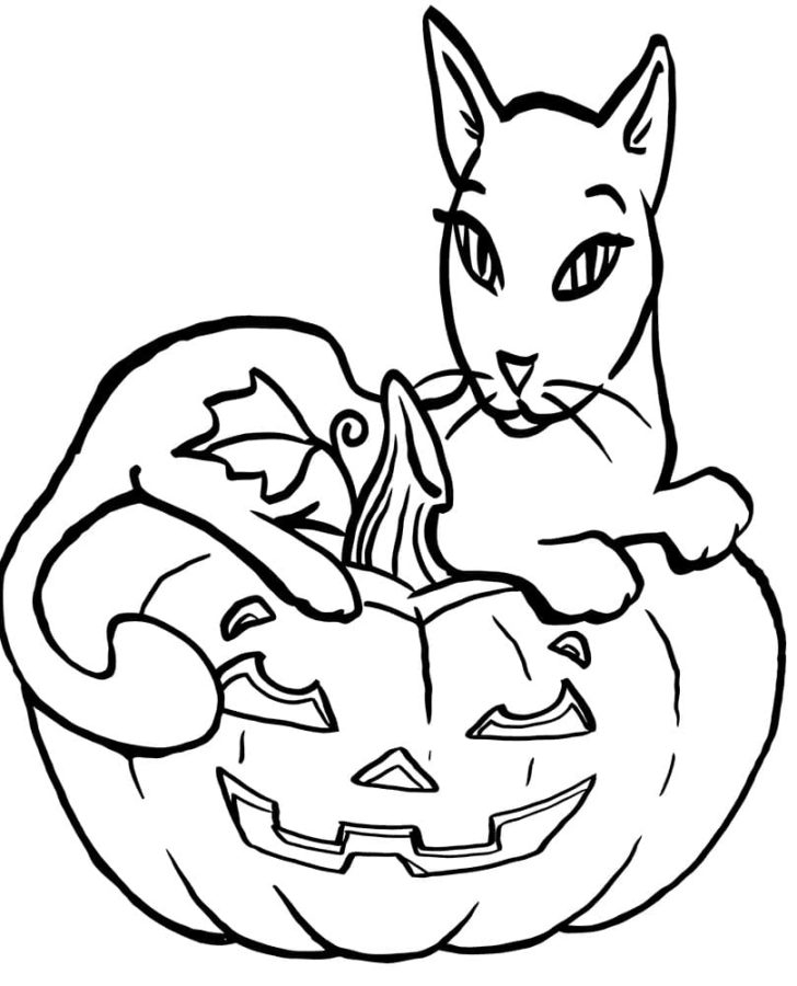 Dibujos de Gato en Halloween para Colorear
