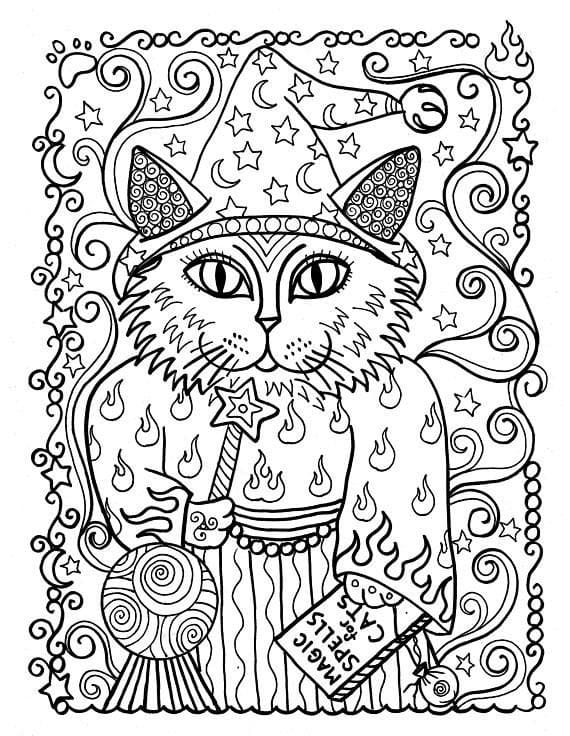 Dibujos de Gato en Halloween para Colorear
