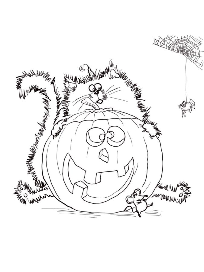 Dibujos de Gato en Halloween para Colorear