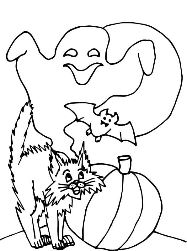 Dibujos de Gato en Halloween para Colorear