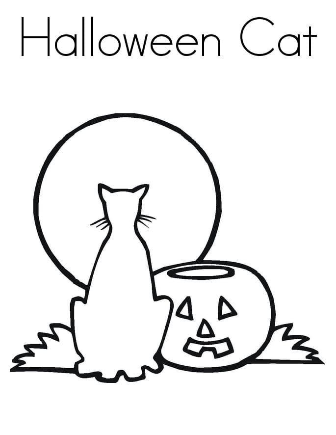 Dibujos de Gato en Halloween para Colorear