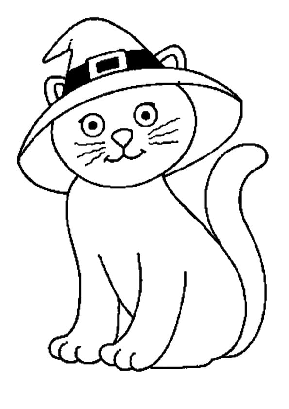 Dibujos de Gato en Halloween para Colorear