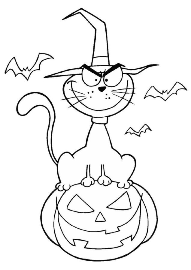 Dibujos de Gato en Halloween para Colorear