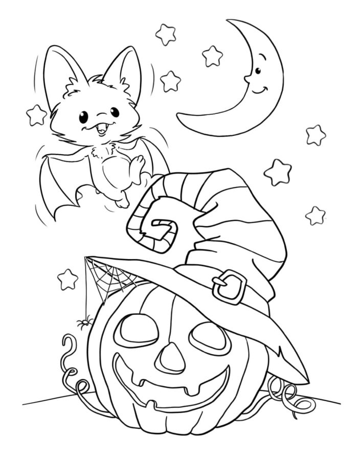 Dibujos de Gato en Halloween para Colorear