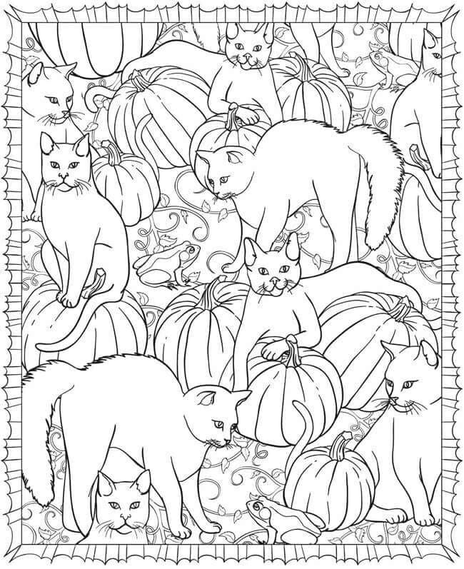 Dibujos de Gato en Halloween para Colorear