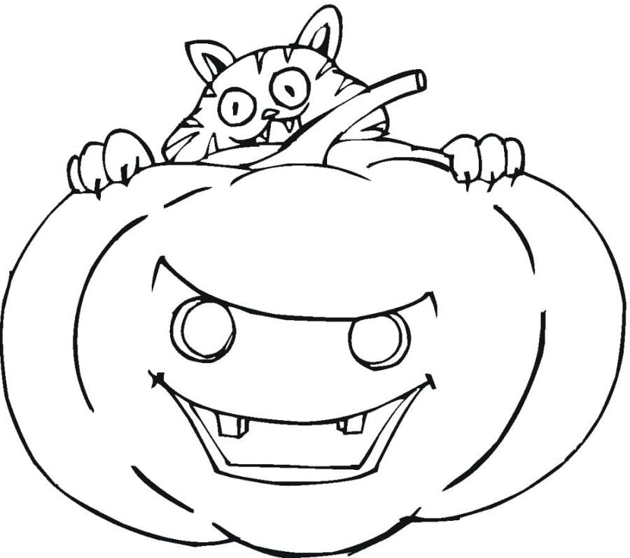 Dibujos de Gato en Halloween para Colorear