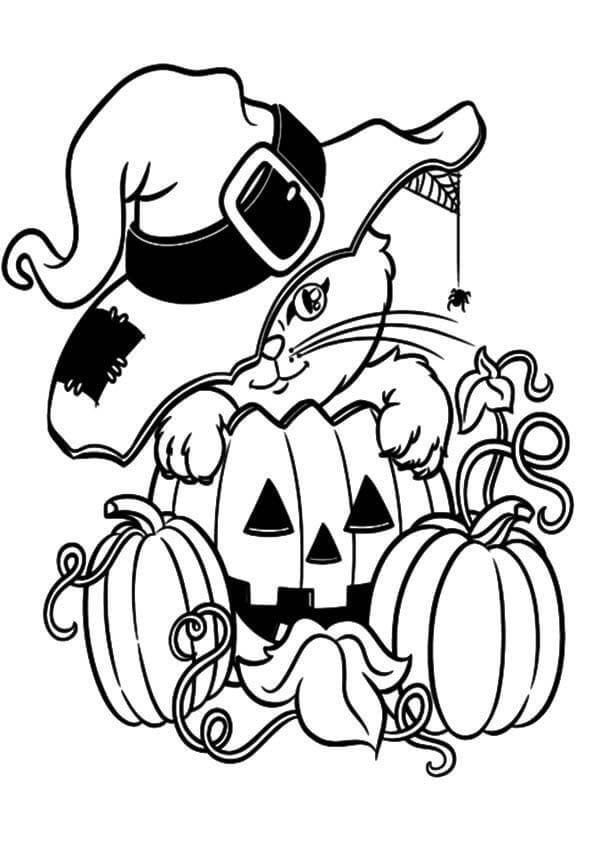 Dibujos de Gato en Halloween para Colorear