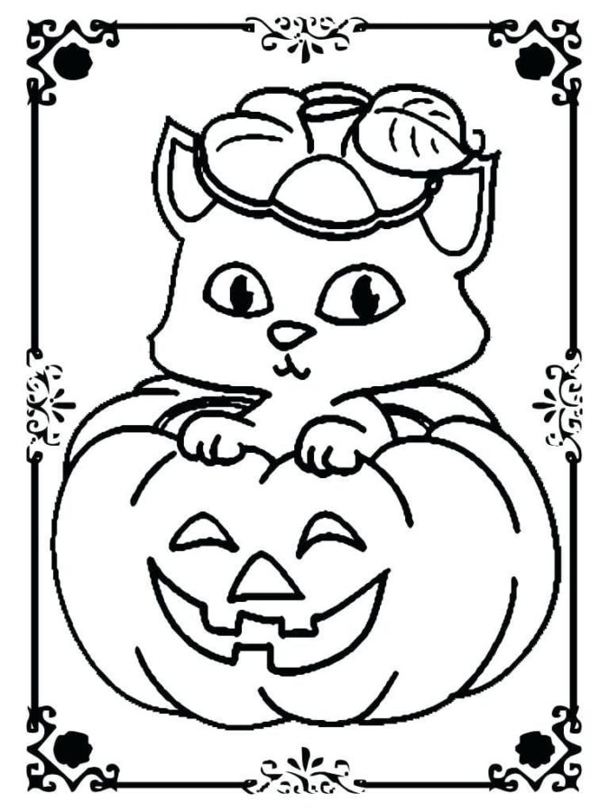 Dibujos de Gato en Halloween para Colorear