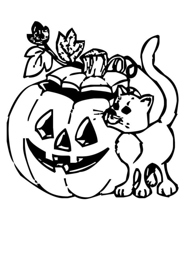 Dibujos de Gato en Halloween para Colorear