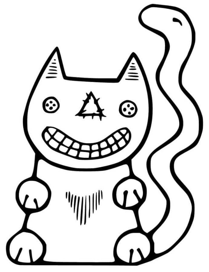 Dibujos de Gato en Halloween para Colorear