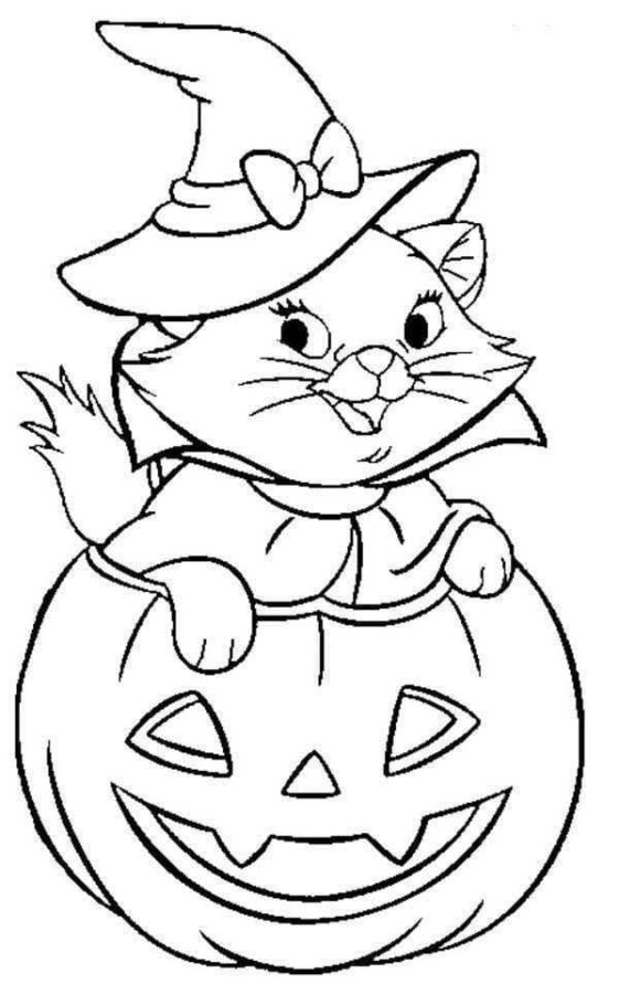Dibujos de Gato en Halloween para Colorear