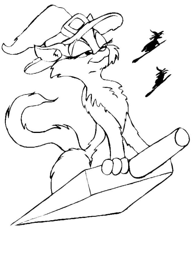 Dibujos de Gato en Halloween para Colorear