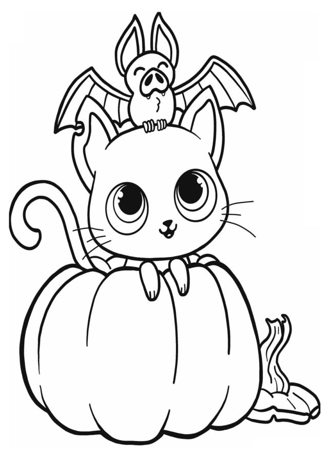 Dibujos de Gato en Halloween para Colorear