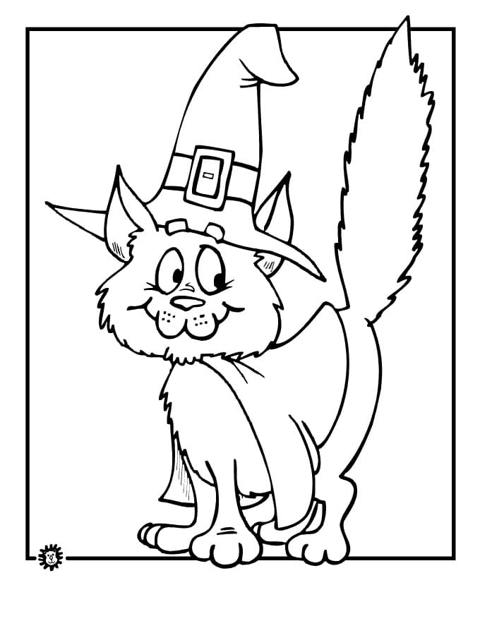 Dibujos de Gato en Halloween para Colorear
