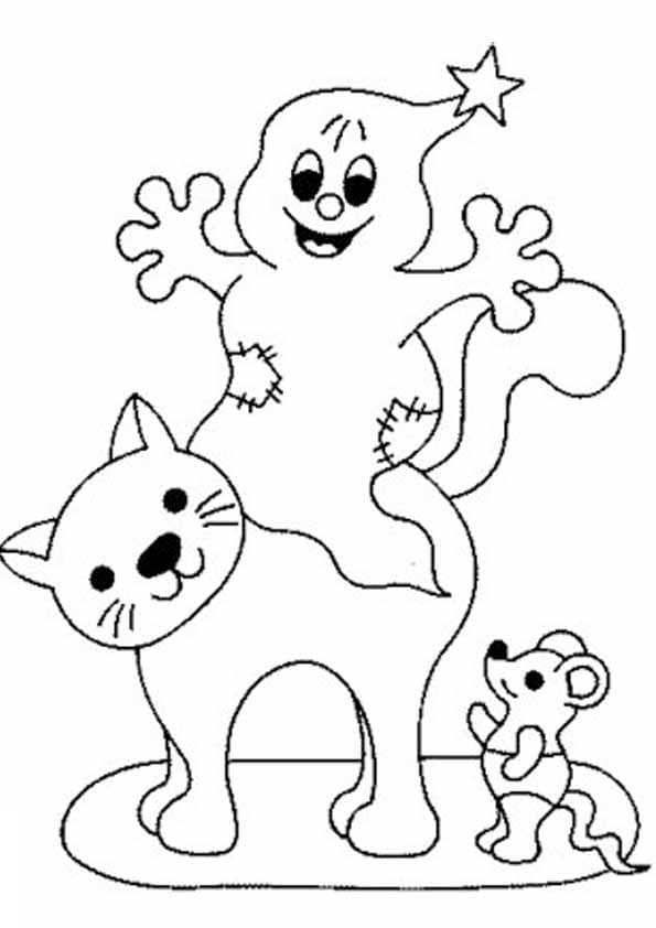 Dibujos de Gato en Halloween para Colorear