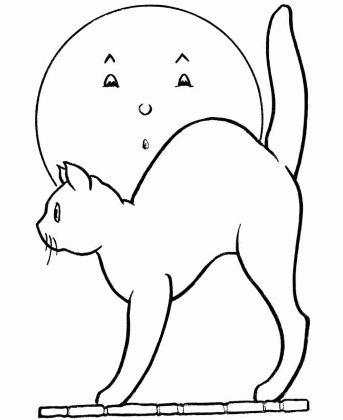 Dibujos de Gato en Halloween para Colorear