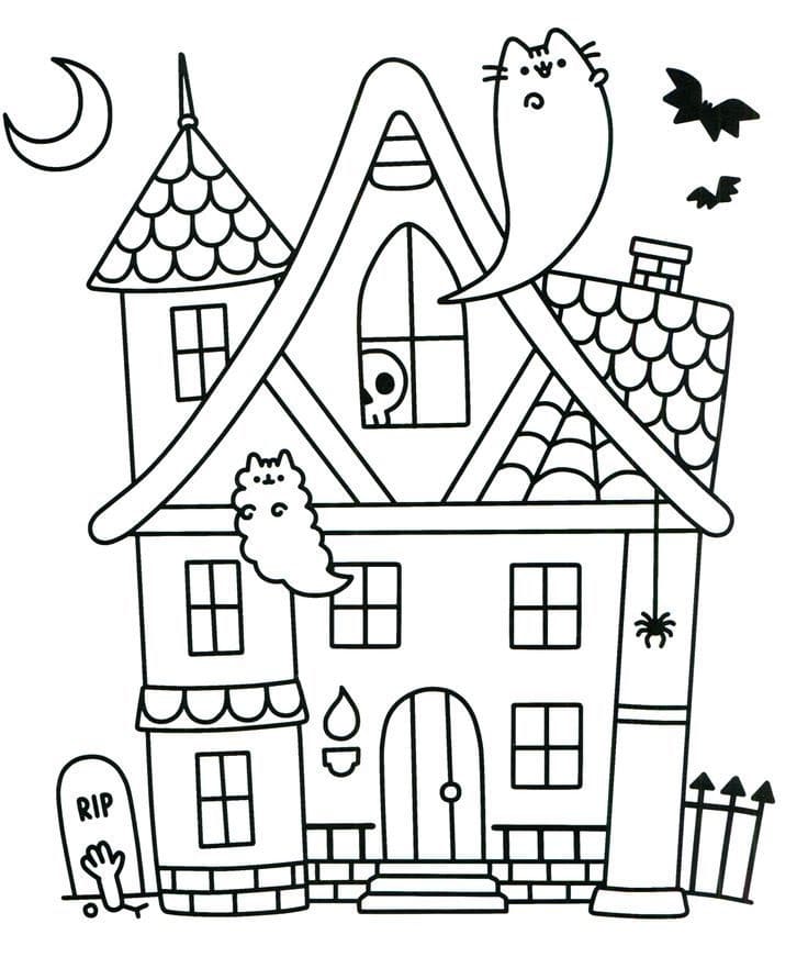 Dibujos de Gato en Halloween para Colorear