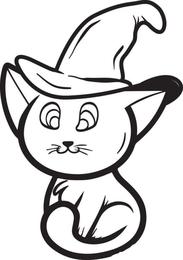 Dibujos de Gato en Halloween para Colorear